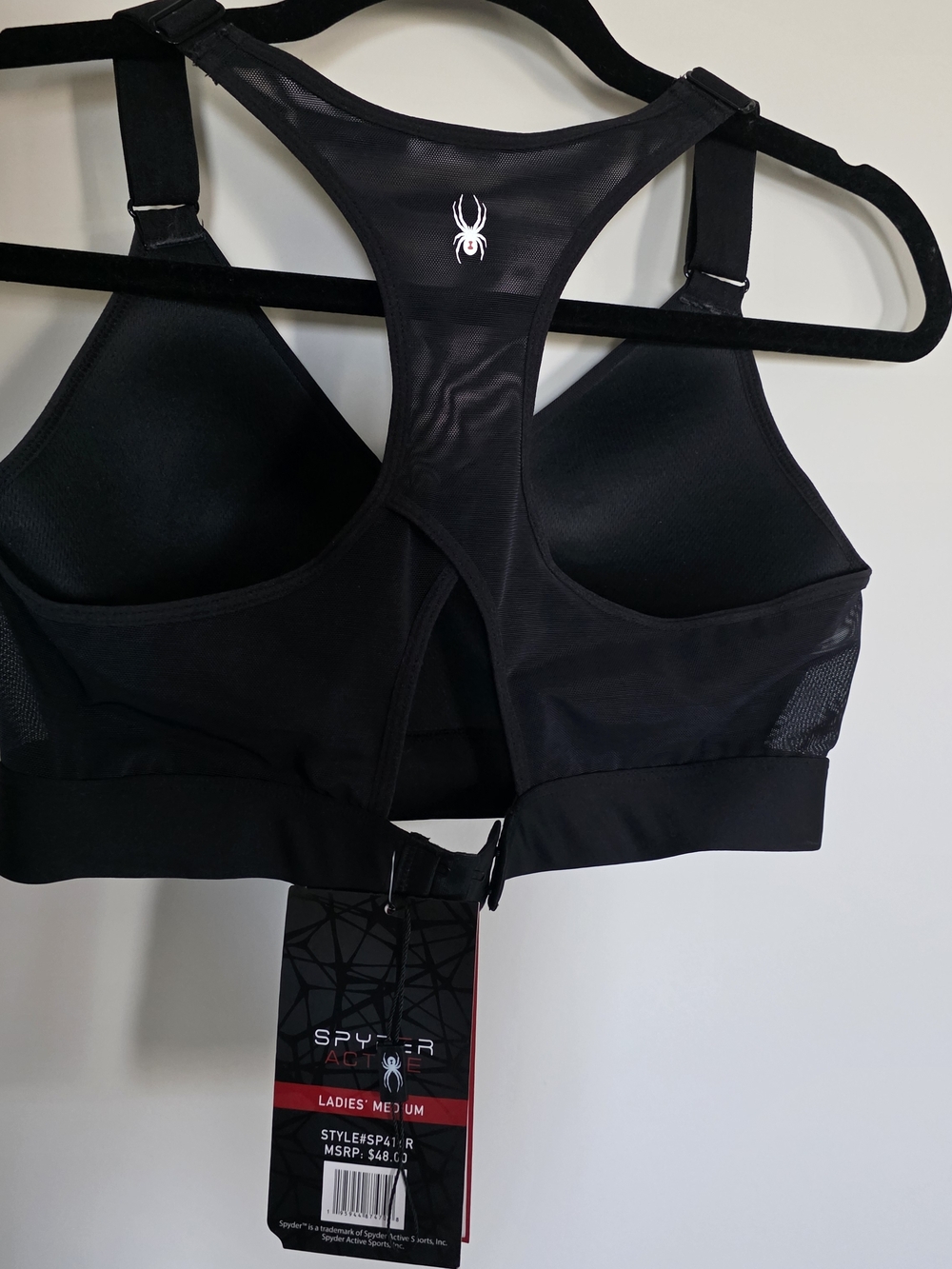 Spyder High Impact Sports Bra Black Racerback Medium NWT Support Gym - Picture 6 of 7